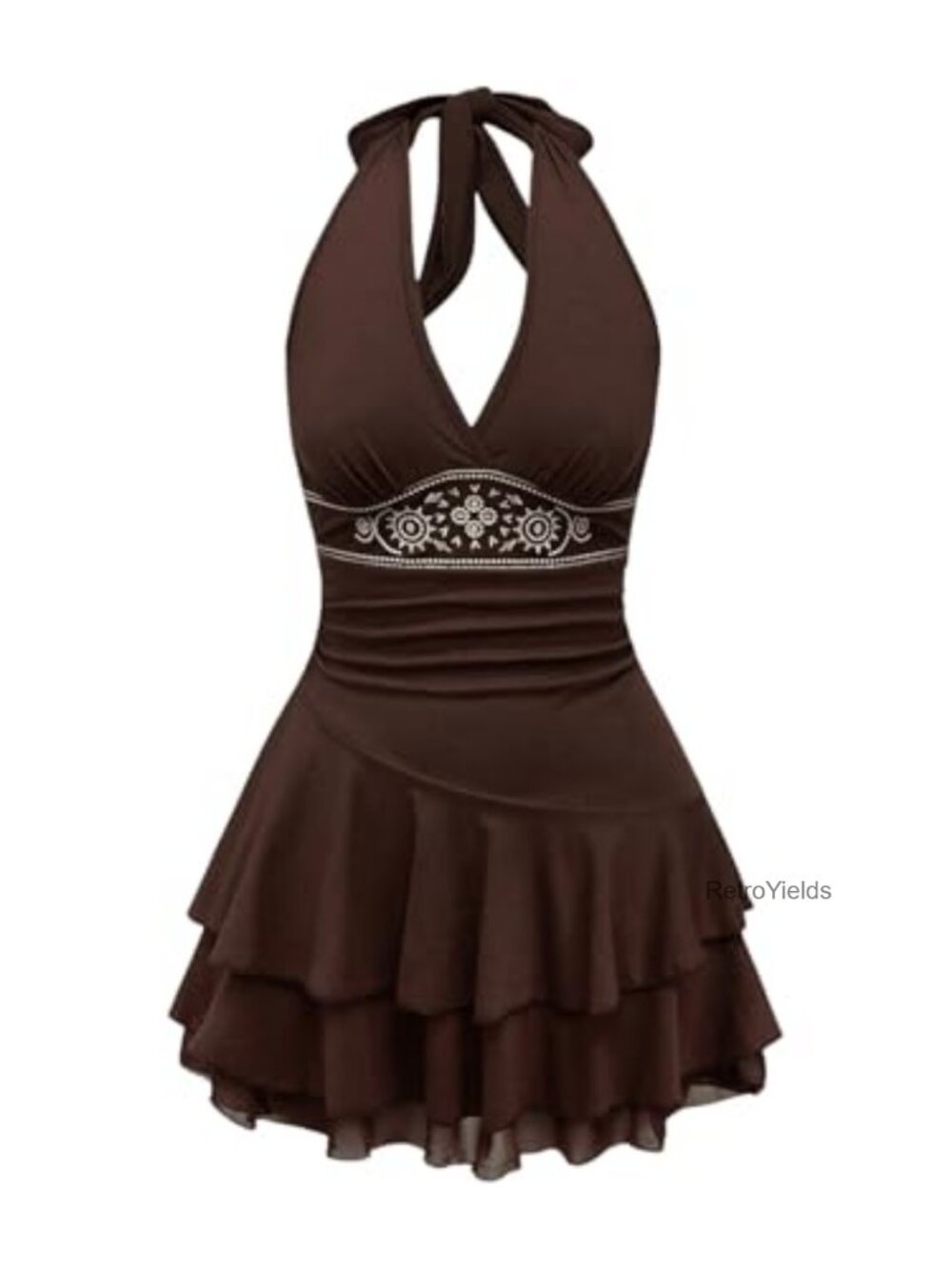 Women's Western Halter Ruffle Sleeveless Mini Dress